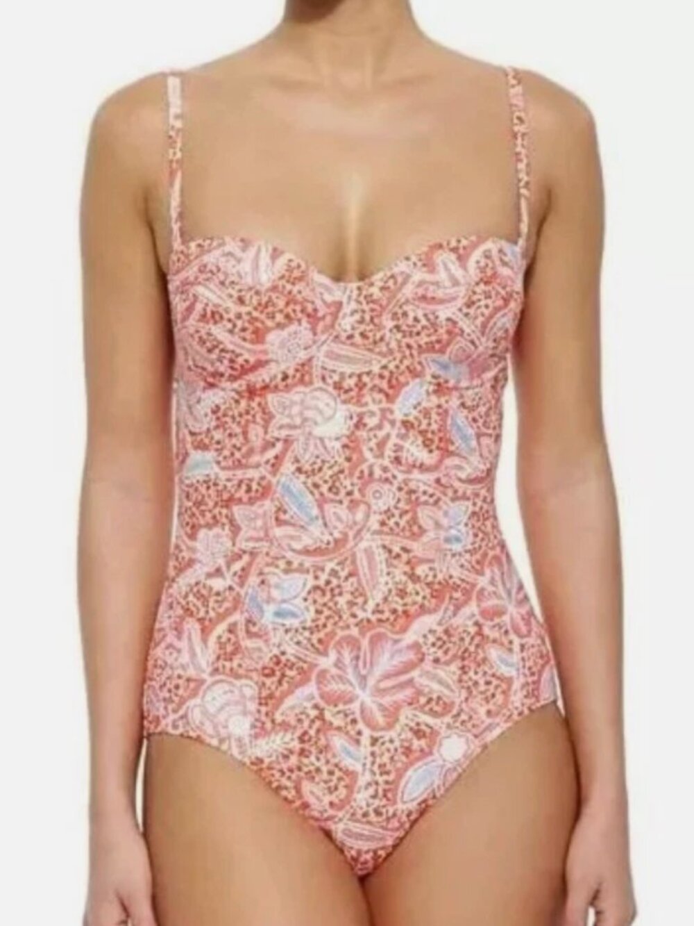 Tory Burch Melon Emmarentia Underwire One-Piece Swimsuit, SZ L NWT